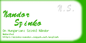 nandor szinko business card